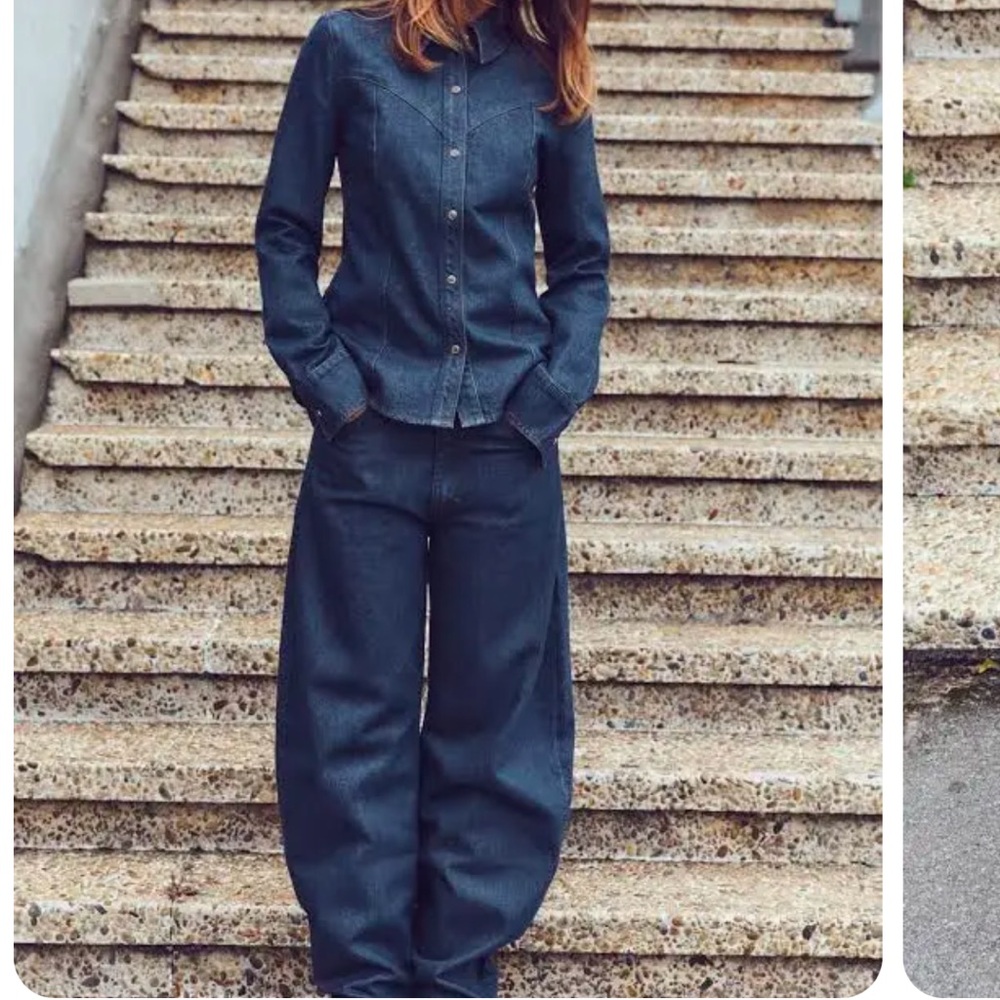 Zara fashion designer dark washed denim jeans